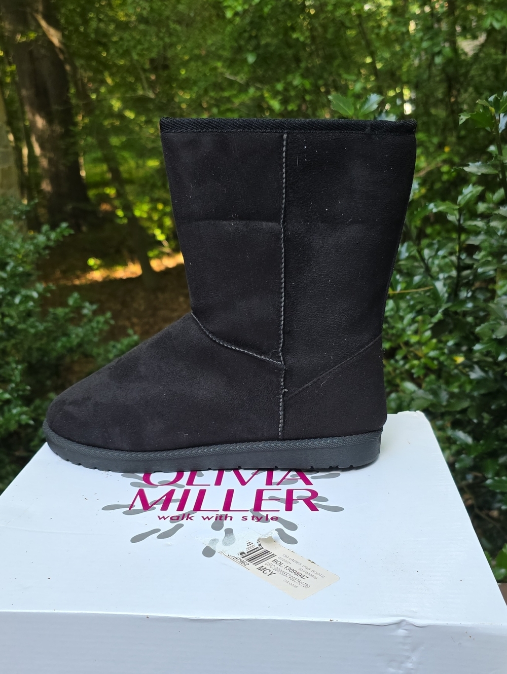 Olivia Miller Black Suede Short Winter Boot